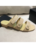 Chanel Lambskin Logo Strap Mule Sandals G37387 Apricot 2021
