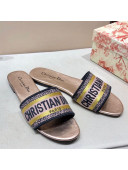 Dior Dway Embroidered Cotton Flat Slide Sandals 14 2020