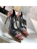 Chanel Tweed Transparent Lace-up High-Heel Pumps Red 2019