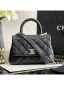 Chanel Quilted Calfskin Mini Flap Bag with Top Handle AS2215 Black 2020