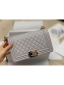 Chanel Quilted Origial Haas Big Caviar Leather Medium Boy Flap Bag Grey with Gold Hardware(Top Quality)