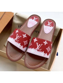 Louis Vuitton LV Escale Lock It Flat Mule Sandals Red 2020