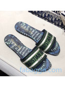 Dior Dway Embroidered Cotton Flat Slide Sandals 10 2020