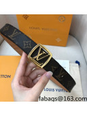 Louis Vuitton Monogram Canvas Belt 30mm with Gold Sqaure LV Buckle 2021 03
