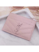 Saint Laurent Card Case in Textured Matelasse Leather 423291 Pink