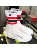 Balenciaga Stripes Star Stretch Knit Speed Trainers Boot Sneakers White 2019