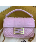 Fendi FF Velvet Mini Baguette Flap Bag Pink 2019