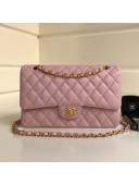 Chanel Jumbo Quilted Grained Calfskin Classic Medium Flap Bag Pink/Gold 2020