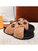 Louis Vuitton Paseo Flat Comfort Shearling Sandals Brown 2021