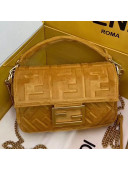 Fendi FF Velvet Mini Baguette Flap Bag Yellow 2019