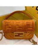 Fendi FF Velvet Mini Baguette Flap Bag Brown 2019