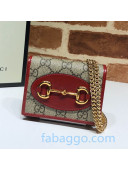 Gucci GG Canvas Card Case Wallet With Chain WOC 623180 Burgundy 2020
