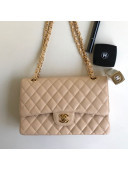 Chanel Jumbo Quilted Grained Calfskin Classic Medium Flap Bag Apricot 2020