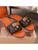 Louis Vuitton Lock It Flat Slide Sandals with Lock Charm Monogram Canvas 2021