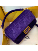 Fendi FF Velvet Medium Baguette Flap Bag Violet Purple 2019