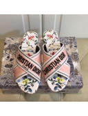 Dior Embroidered Cotton Cross Strap Slide Sandals Pink 05 2020