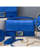 Fendi Baguette Medium FF Logo Lambskin Flap Bag Royal Blue 2022
