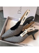 Dior J'Adior Houndstooth Fabric Slingback Mid-Heel Pump Black/White 2019