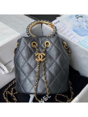 Chanel Lambskin Bucket Bag with Pearl Handle AS2608 Gray 2021