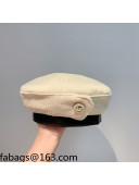Chanel Velvet Beret Hat with Button White 2021