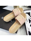 Chanel Suede & Patent Leather Platform Mules G35799 Pink/Beige 2020