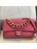 Chanel Quilted Lambskin Large Flap Bag with Resin Chain AS1354 Pink 2019