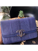 Chanel Medium Python Leather & Lambskin Double Flap Bag A57276 Purple 2018