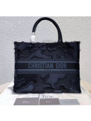 Dior Small Book Tote Camouflage Embroidered Canvas Bag Blue 2019