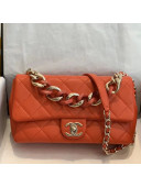 Chanel Quilted Lambskin Large Flap Bag with Resin Chain AS1354 Orange 2019