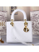 Dior Lady Dior Medium Bag in Ultra Matte Embossed Calfskin White 2019