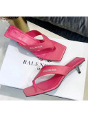 Balenciaga Metal Square Thong Heel Slide Sandals Pink 2020
