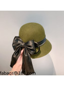 Chanel Wool Bow Bucket Hat Green 2021 110467