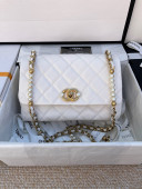 Chanel Calfskin Small Flap Bag with Imitation Pearls AS3001 White 2021 