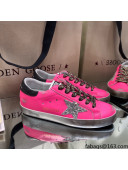 Golden Goose Super-Star Sneakers in Rosy Leather with Silver Glitter Star 2021