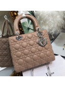 Dior Lady Dior Medium Bag in Cannage Lambskin Beige/Silver 2019