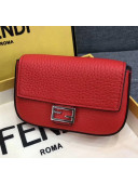 Fendi NANO BAGUETTE Charm Bag in Grainy Leather Red 2020