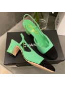 Chanel Tweed Slingbacks G31318 Green/Black 2020