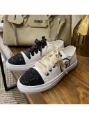 Chanel Canvas Sequins Sneakers 326 White/Balck 2020