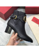 Valentino VLogo Grained Calfskin Heel 60mm Short Boots Black 2020