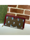 Doraemon x Gucci GG Canvas Zip Around Wallet 647787 Beige/Red 2021