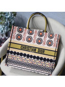 Dior Large Book Tote Bag in Multicolored Geometric Embroidered Canvas 2019