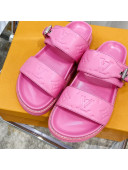Louis Vuitton Bom Dia Monogram Leather Flat Sandals Pink 2021