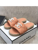 Chanel Quilted Lambskin Flat Espadrilles Slide Sandals Light Pink 2021