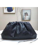 Bottega Veneta The Pouch Soft Oversize Clutch Bag in Black Crocodile Pattern Leather 2020