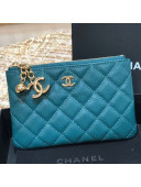 Chanel Grained Calfskin Mini Pouch with Charm A70119 Blue CP02 2021 