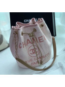Chanel Mixed Fibers And Calfskin Small Drawstring Bag AS1045 Pink 2020