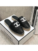 Chanel Quilted Lambskin Flat Espadrilles Black 2021