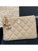 Chanel Grained Calfskin Mini Pouch with Charm A70119 Beige CP04 2021 