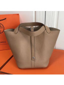 Hermes Togo Calfskin Leather Picotin Lock PM/MM Bag Khaki