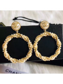 Chanel Twist Pearls Hoop Earrings Gold/White 2019